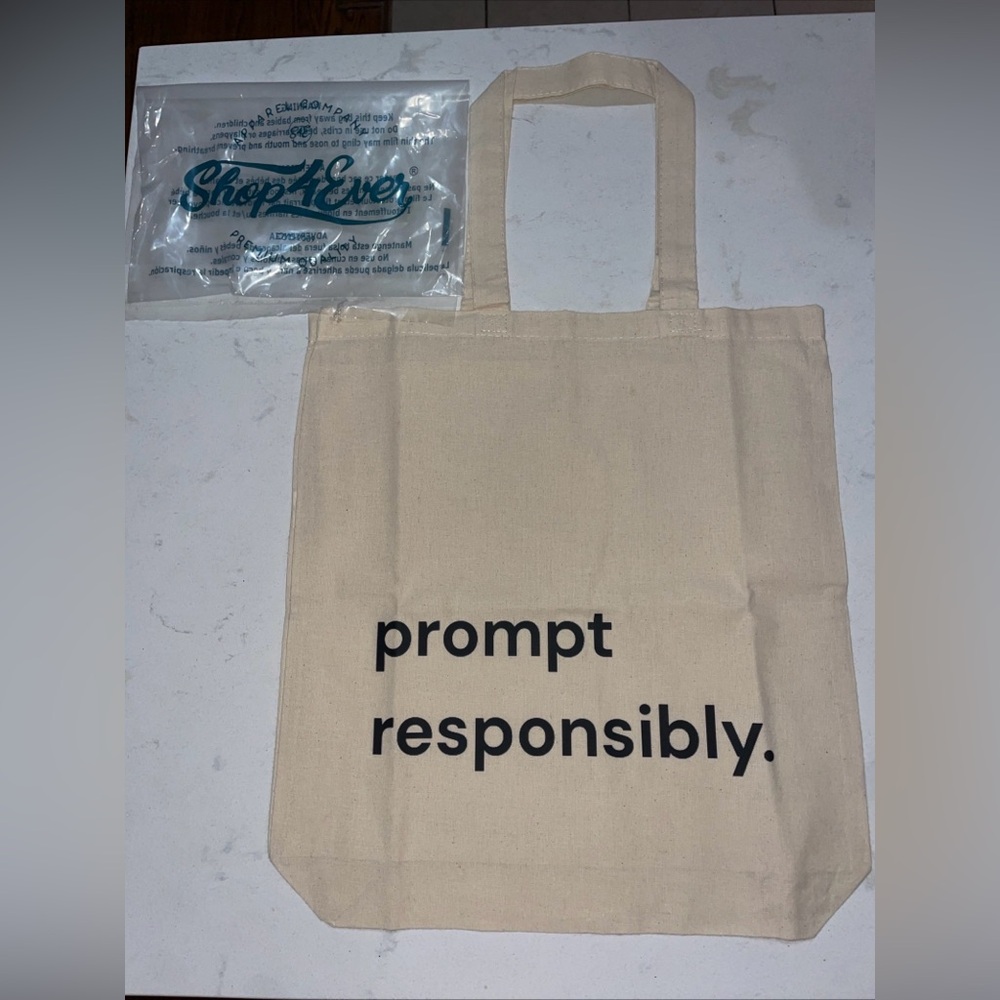 AI “Prompt Responsibly” Canvas Tote Bag – Eco Reusable Shopper – New